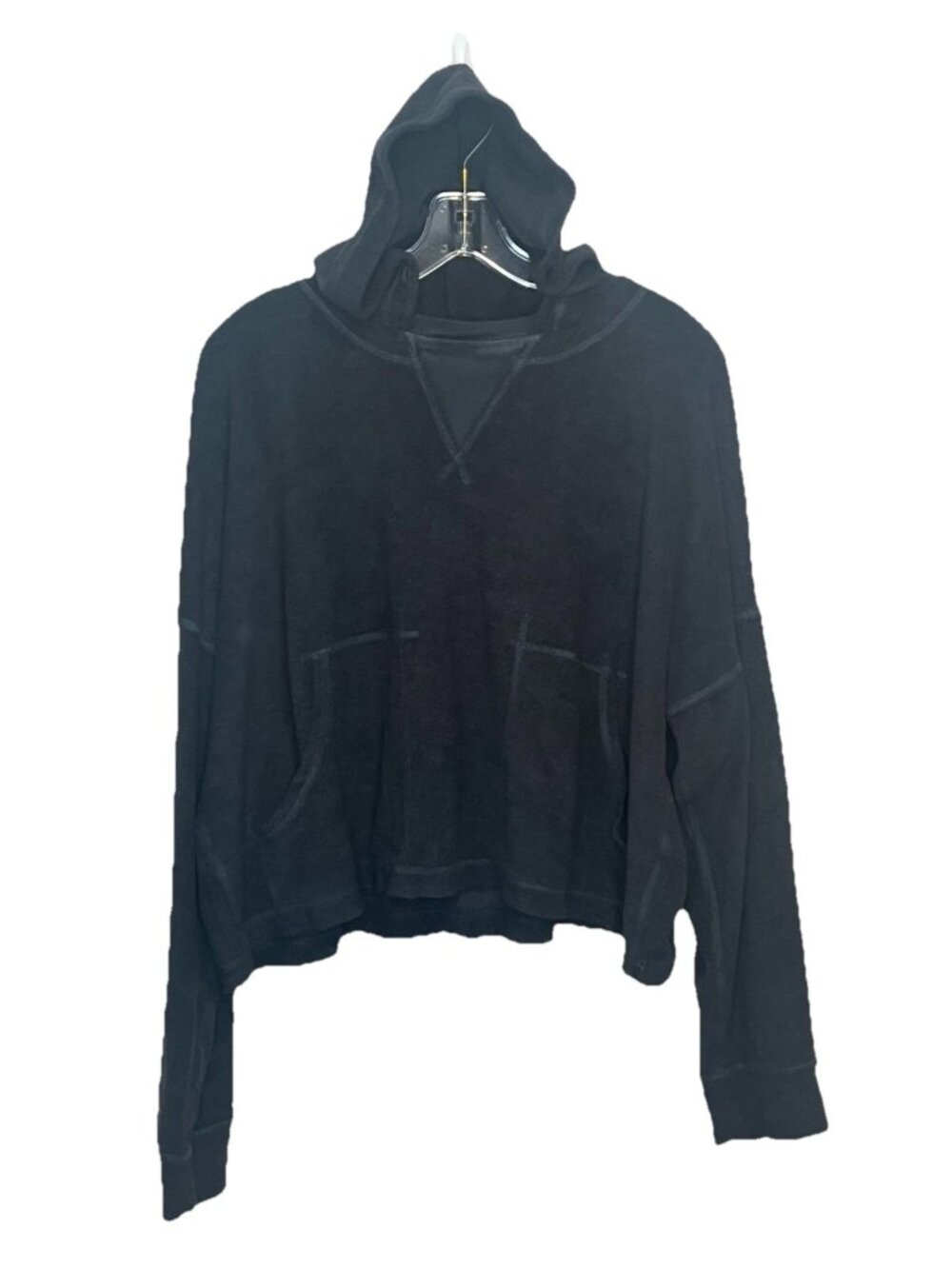 FP Movement Free People Radiant Hoodie Small Black Terry Oversized Pullover